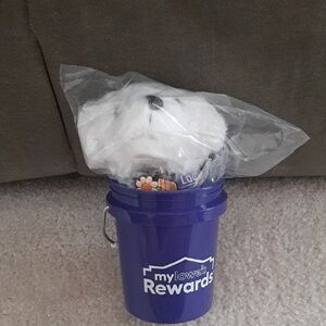 Blue My Lowe's Rewards Bucket with Plush Puppy And Shoe Charms